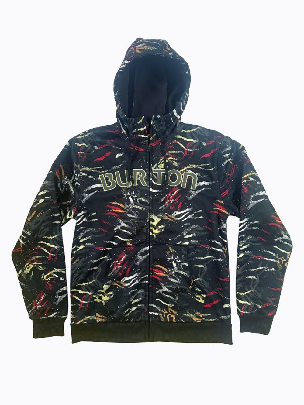 Vtg Y2K Burton Snowboard Fleece Zip Hoodie M Tiger Stripe Jacket Streetwear Gorp